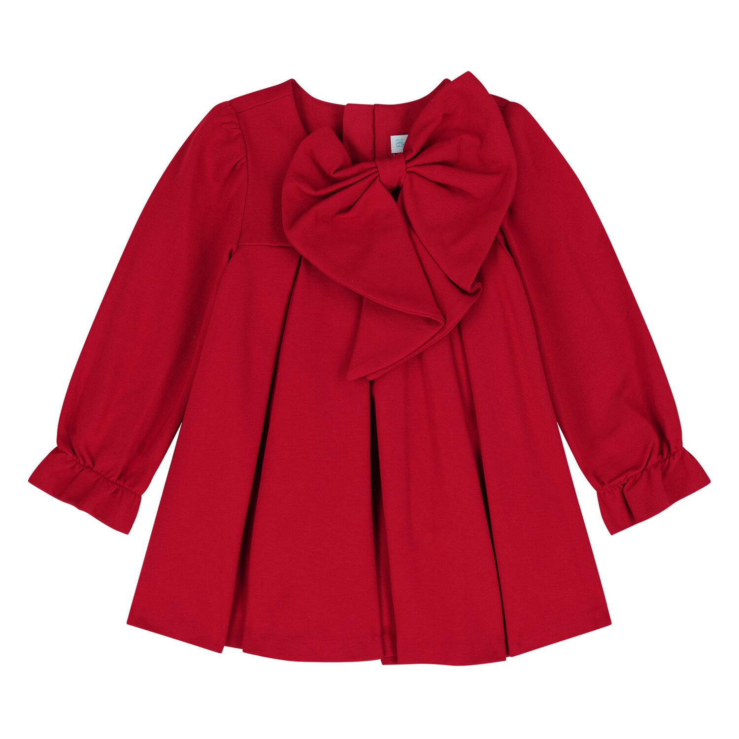 Younger Girls Red Bow Dress, 1, hi-res