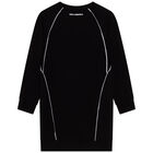 فستان سويت شيرت بالشعار باللون الأسود, 2, hi-res