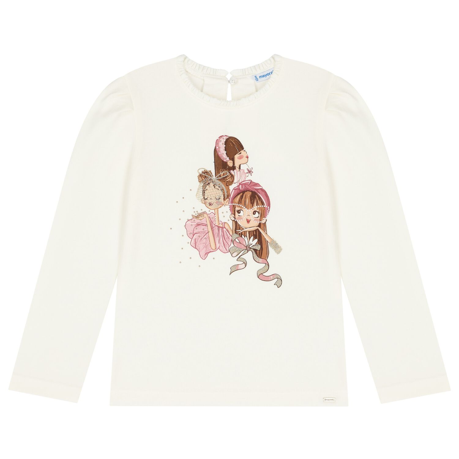 Girls Ivory Long Sleeve Top, 2, hi-res image number null