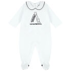 Baby Boys White Logo Babygrow, 1, hi-res