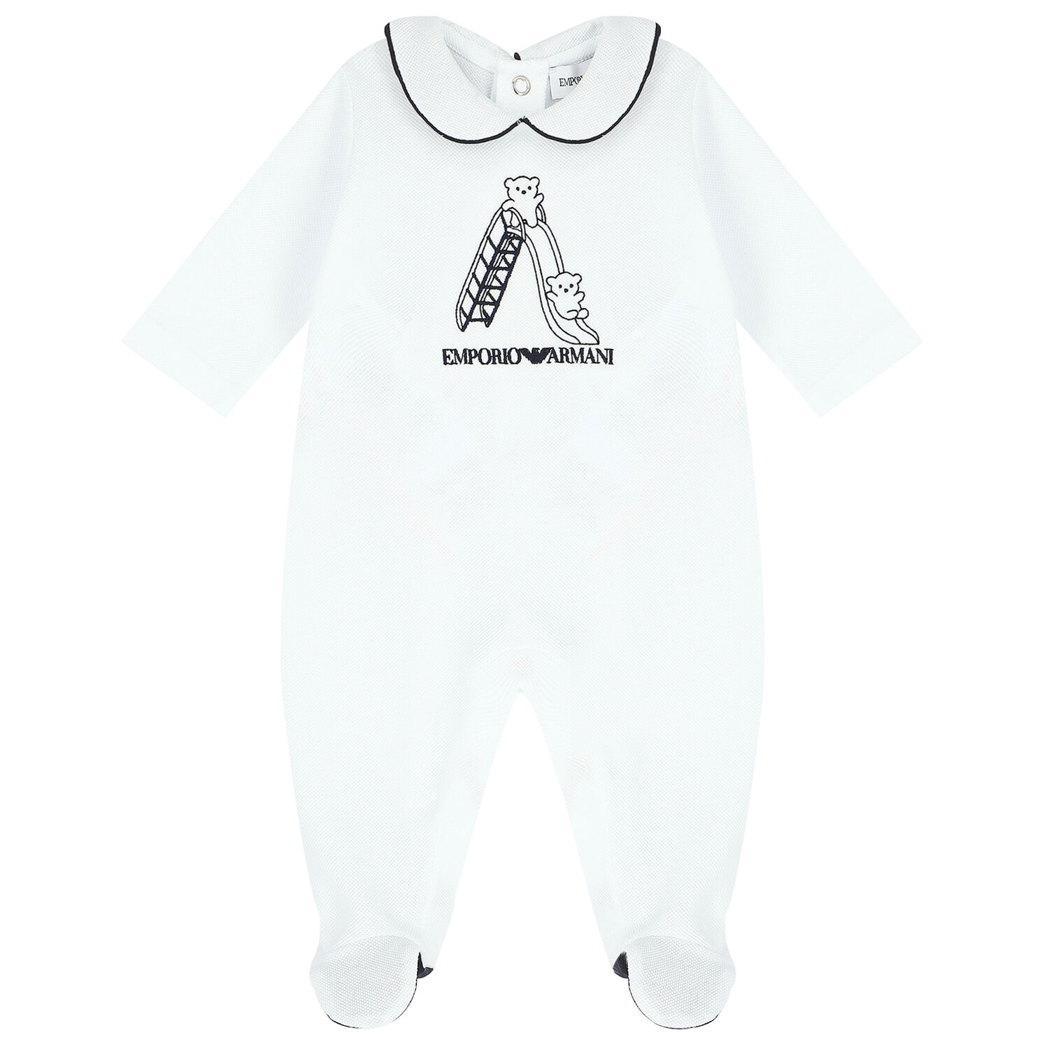 Baby Boys White Logo Babygrow, 1, hi-res