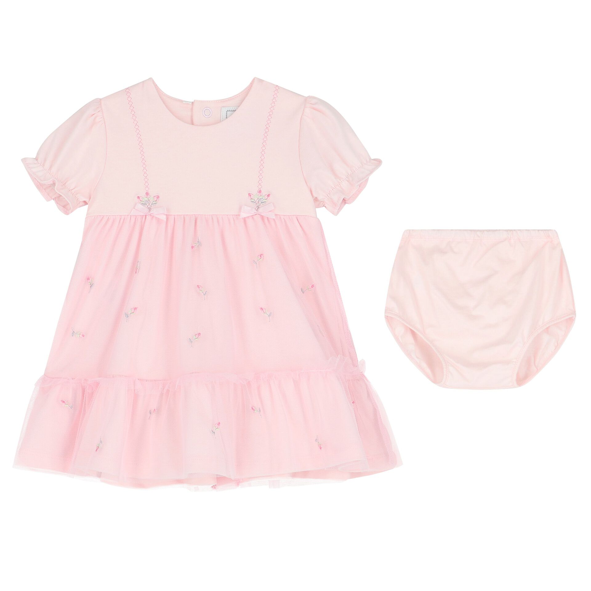 Emile et Rose Baby Girls Pink Tulle Dress Set Junior Couture UAE