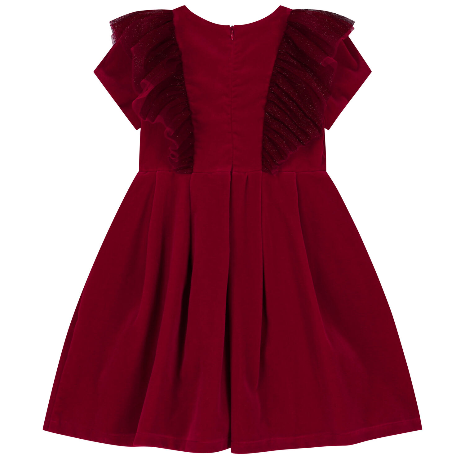 Girls Red Velvet Bow Dress, 1, hi-res