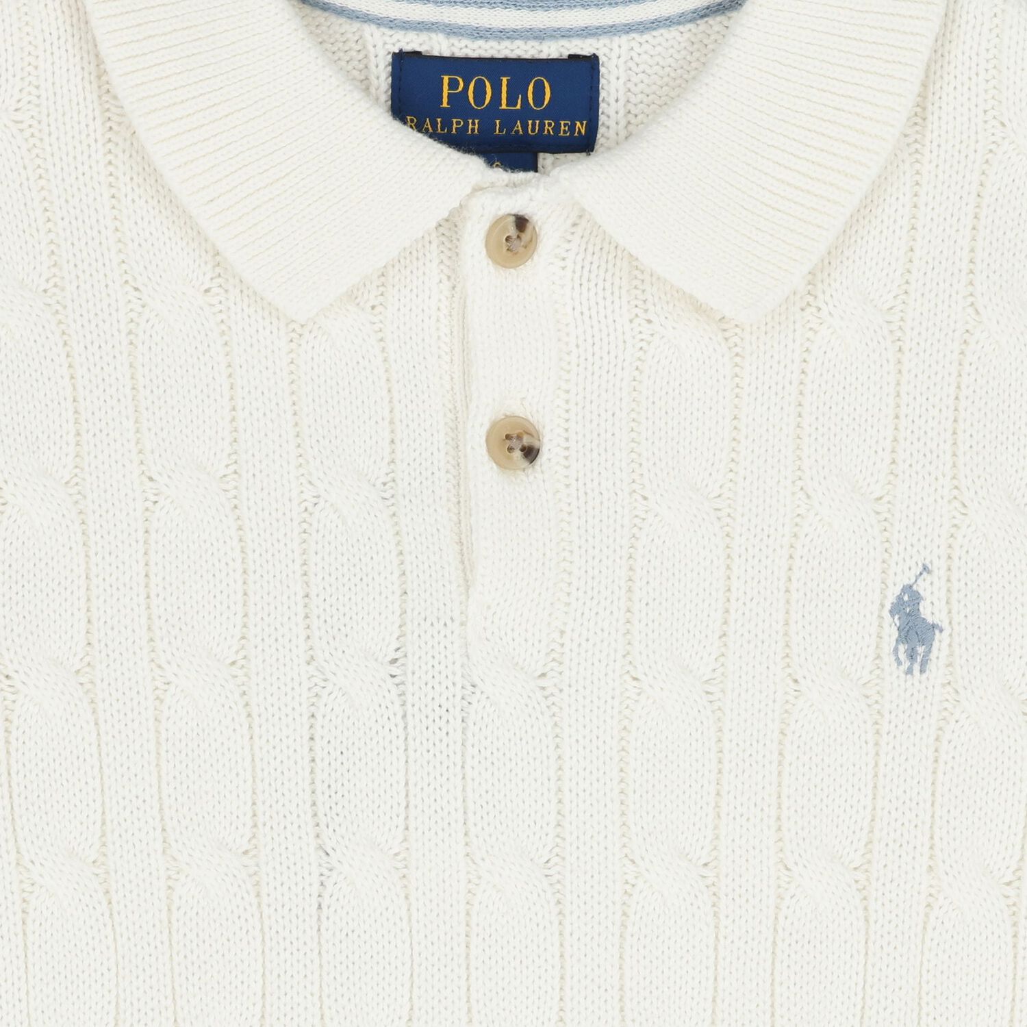 Boys Ivory Logo Knit Polo Shirt , 1, hi-res