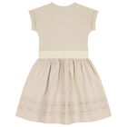 Girls Beige Logo Dress, 2, hi-res