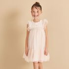 Girls Pink Logo Tulle Dress, 1, hi-res