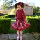 Girls Burgundy Floral Pixie Tutu Skirt, 1, hi-res