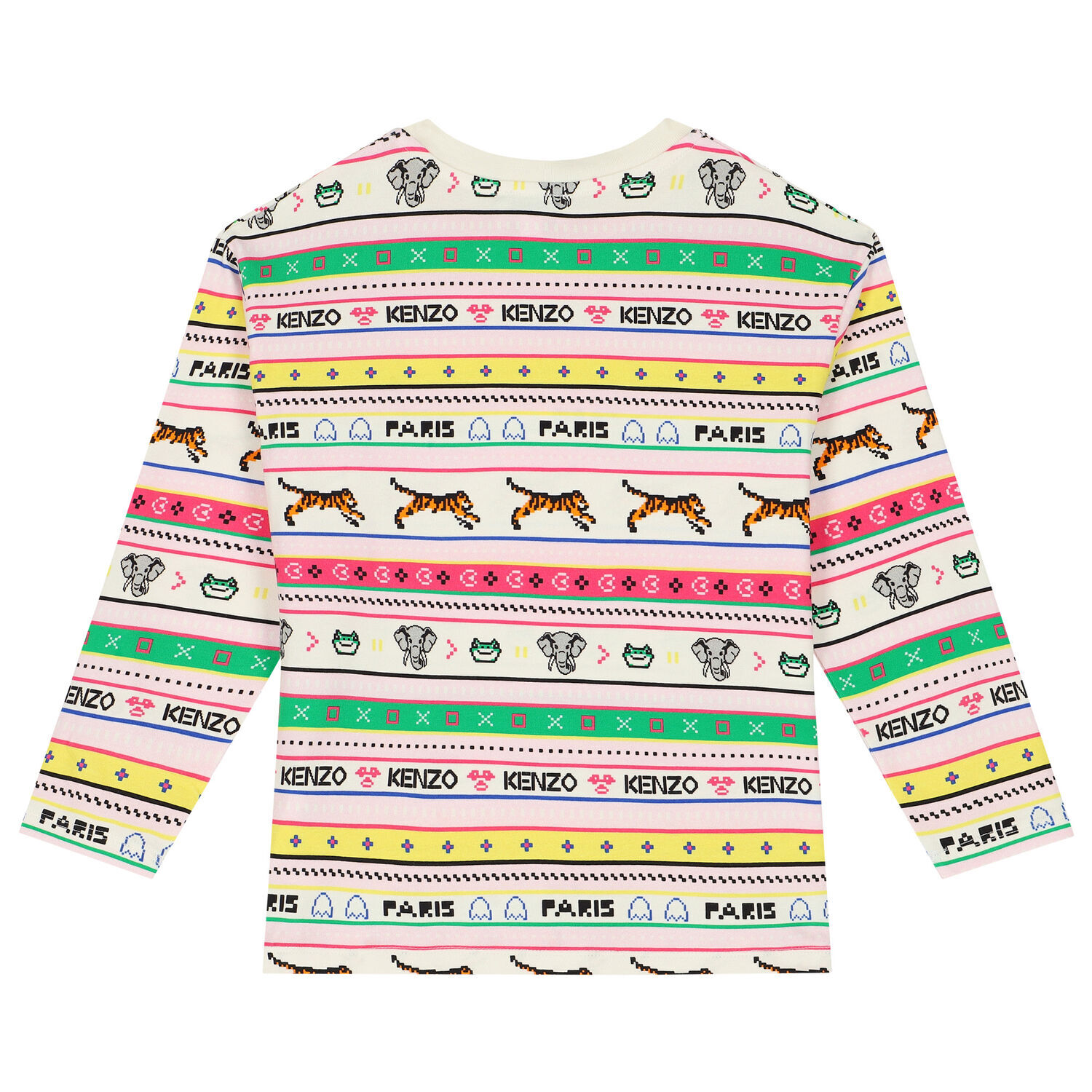 Girls Multi-Coloured Striped T-Shirt, 1, hi-res