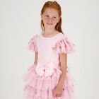 Girls Pink Tulle Sleeve T-Shirt, 1, hi-res