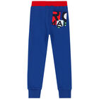 بنطلون رياضي بالشعار باللون الأزرق للبنات, 1, hi-res