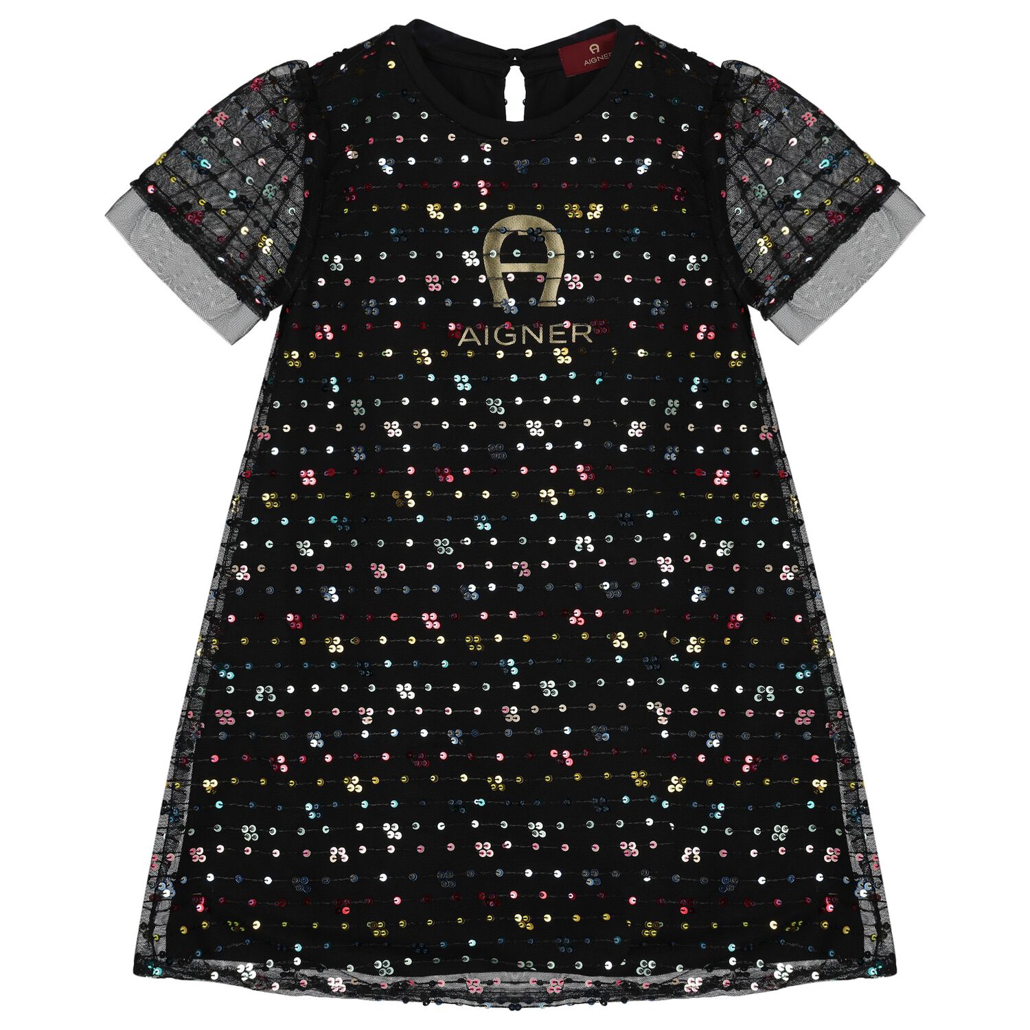 Girls Black Sequin Tulle Dress, 1, hi-res image number null