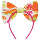Girls White & Pink Bow Headband, 1, hi-res