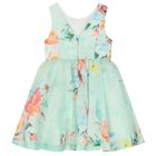 فستان للبنات مزين بالزهور باللون الاخضر, 1, hi-res
