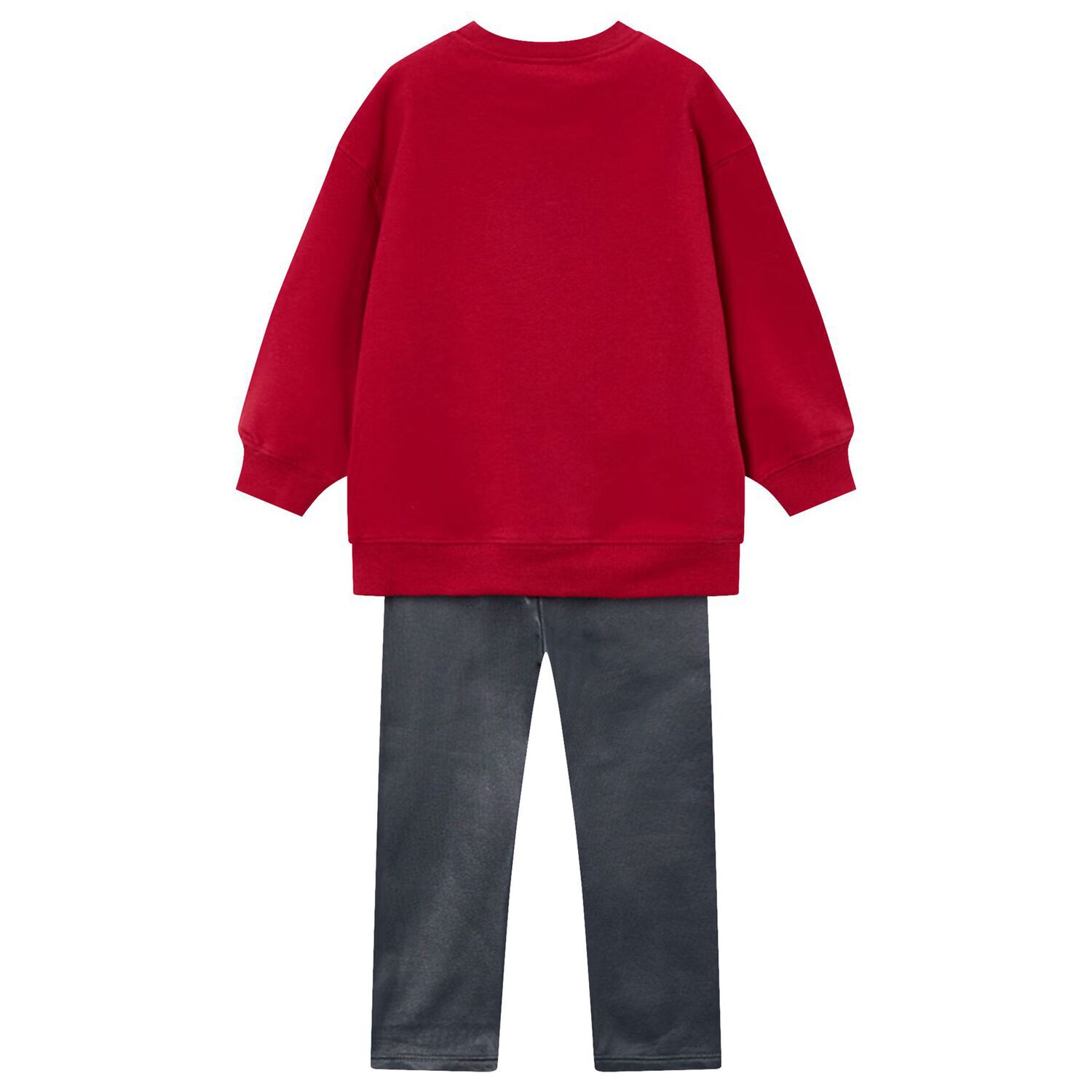 طقم ليجينز للبنات باللون الاحمر والرمادى , 2, hi-res