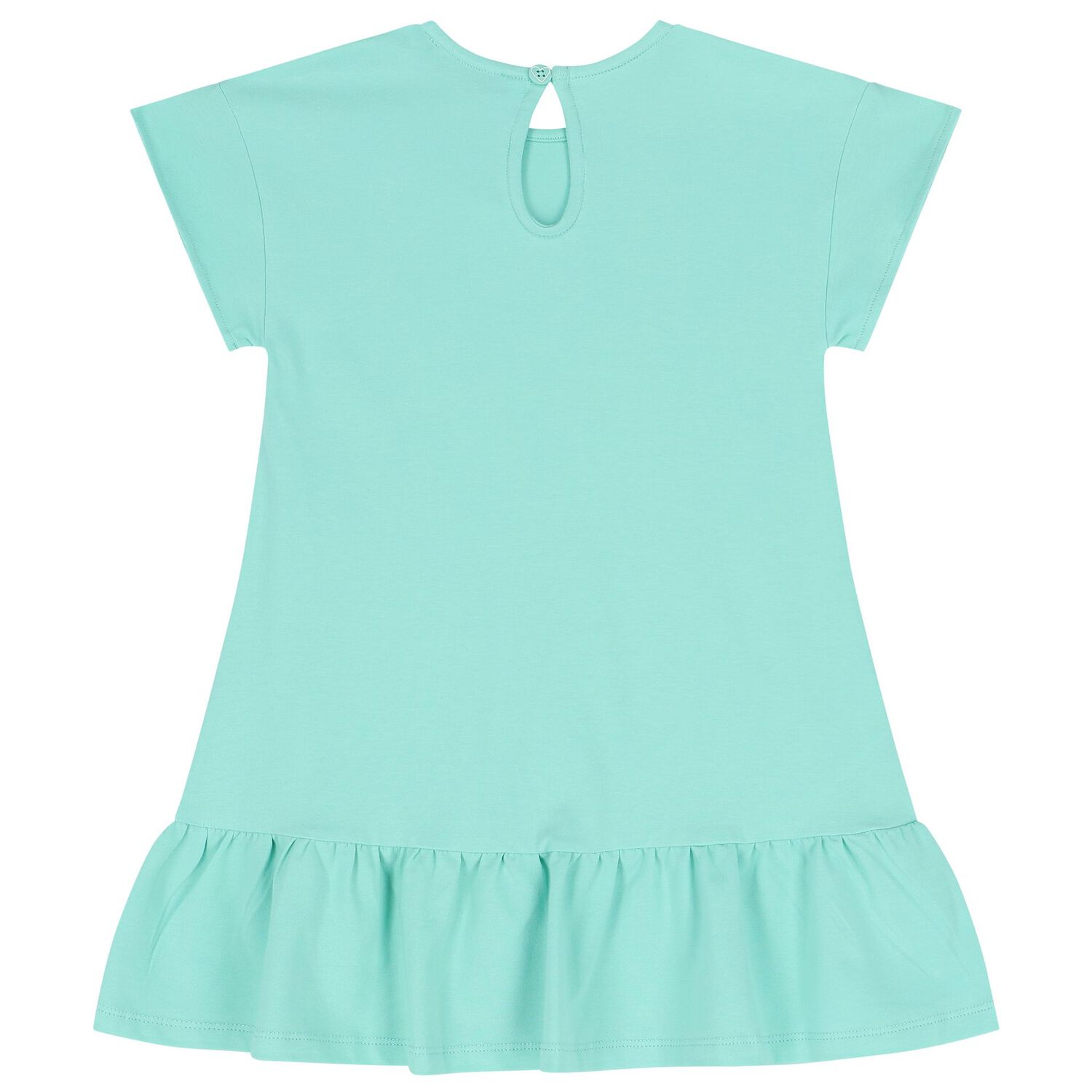 فستان بنات بطبعة باللون الأزرق الأكوا, 1, hi-res