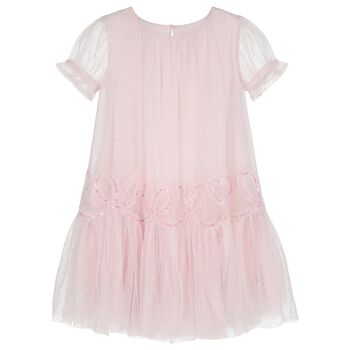 Girls Pink Embellished Tulle Dress