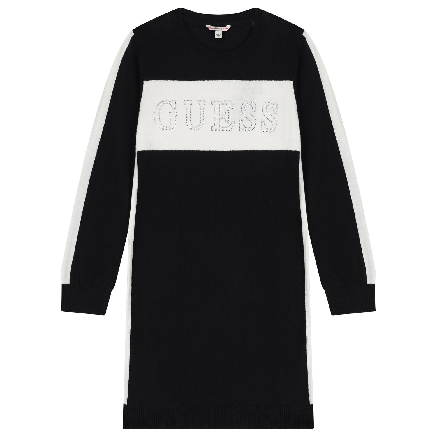 Girls Black & Ivory Logo Sweatshirt Dress, 1, hi-res
