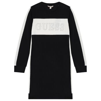 Girls Black & Ivory Logo Sweatshirt Dress