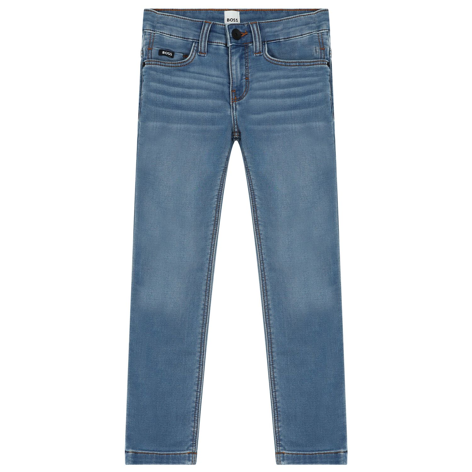 بنطلون أولاد جينز دنيم  بالشعار باللون الأزرق, 1, hi-res image number null