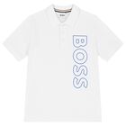 Boys White Logo Polo Shirt, 2, hi-res