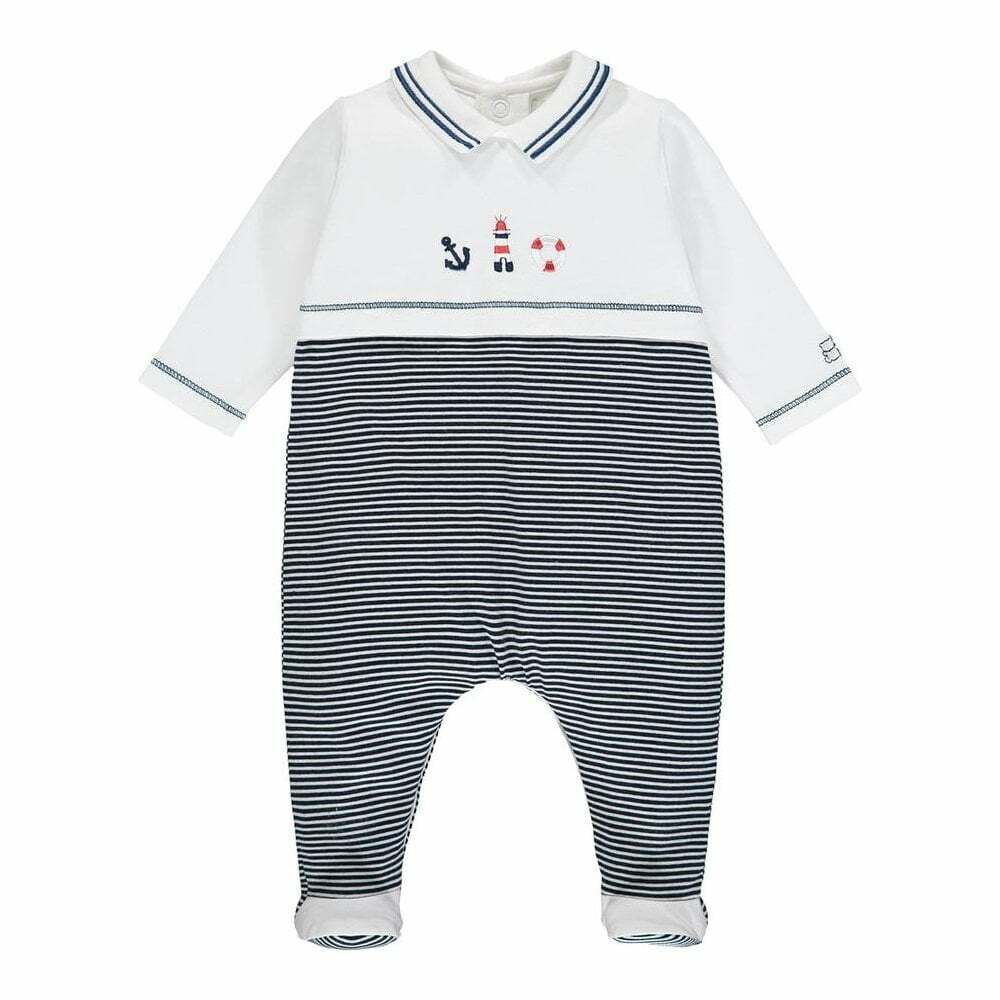 Emile et Rose Baby Boys White Navy Babygrow Junior Couture UAE