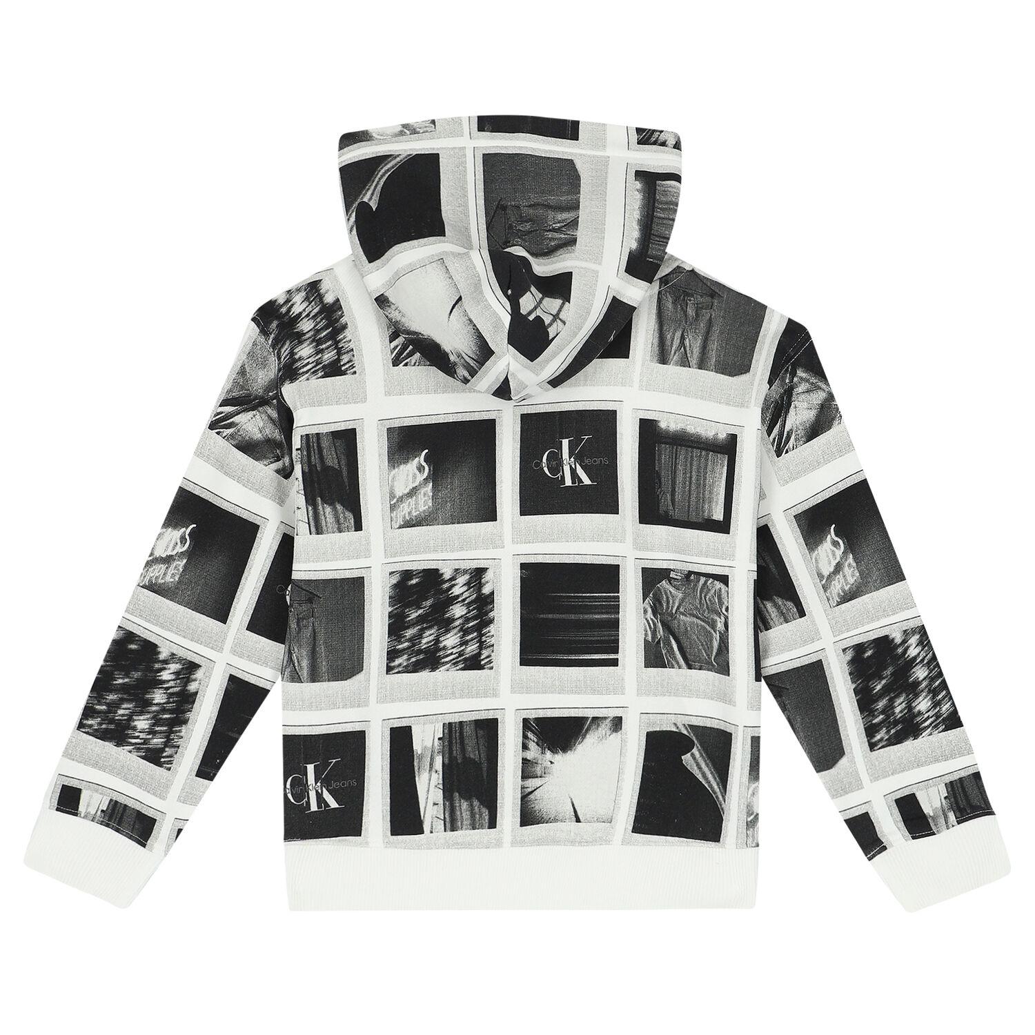 Boys White, Black & Grey Logo Hooded Top, 1, hi-res