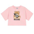 Girls Pink Teddy Bear Logo T-Shirt, 2, hi-res