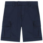 Boys Navy Blue Bermuda Shorts, 1, hi-res