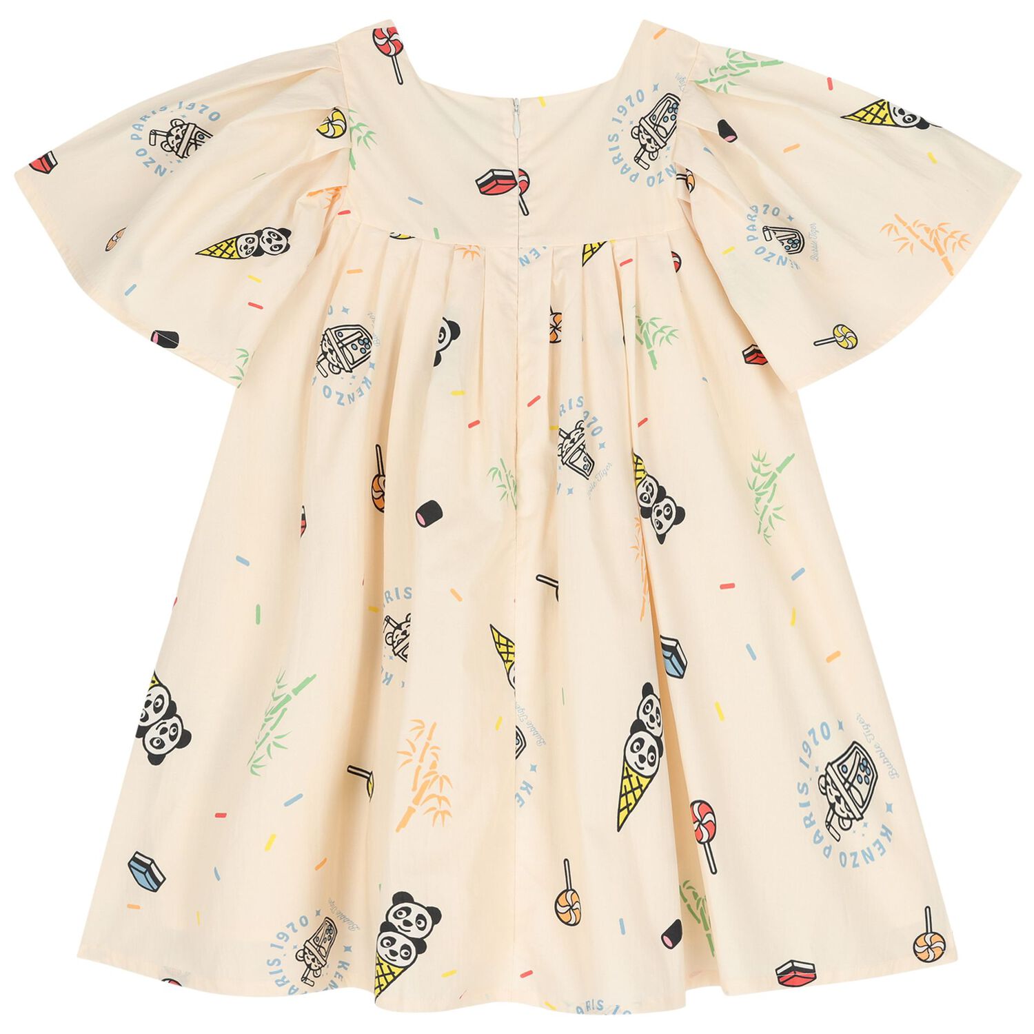 فستان بالشعار باللون البيج للبنات, 1, hi-res