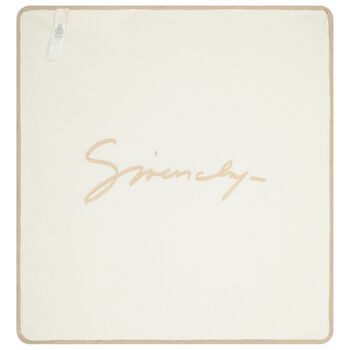 بطانية أطفال بشعار باللون البيج والعاجي