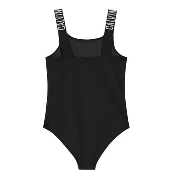 Girls Black Logo Swimsuit