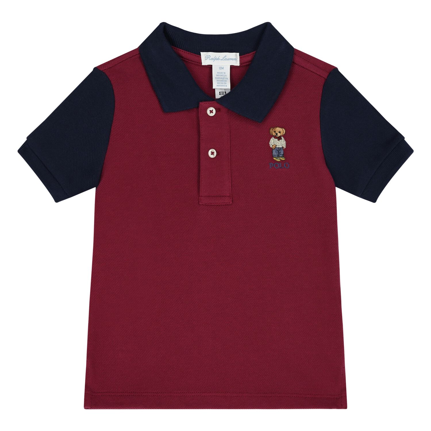 Baby Boys Burgundy Polo Bear Polo Shirt, 1, hi-res image number null