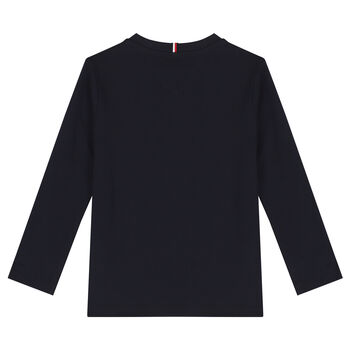 Navy Blue Logo Long Sleeve Top