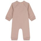 Baby Boys Beige Logo Romper, 1, hi-res