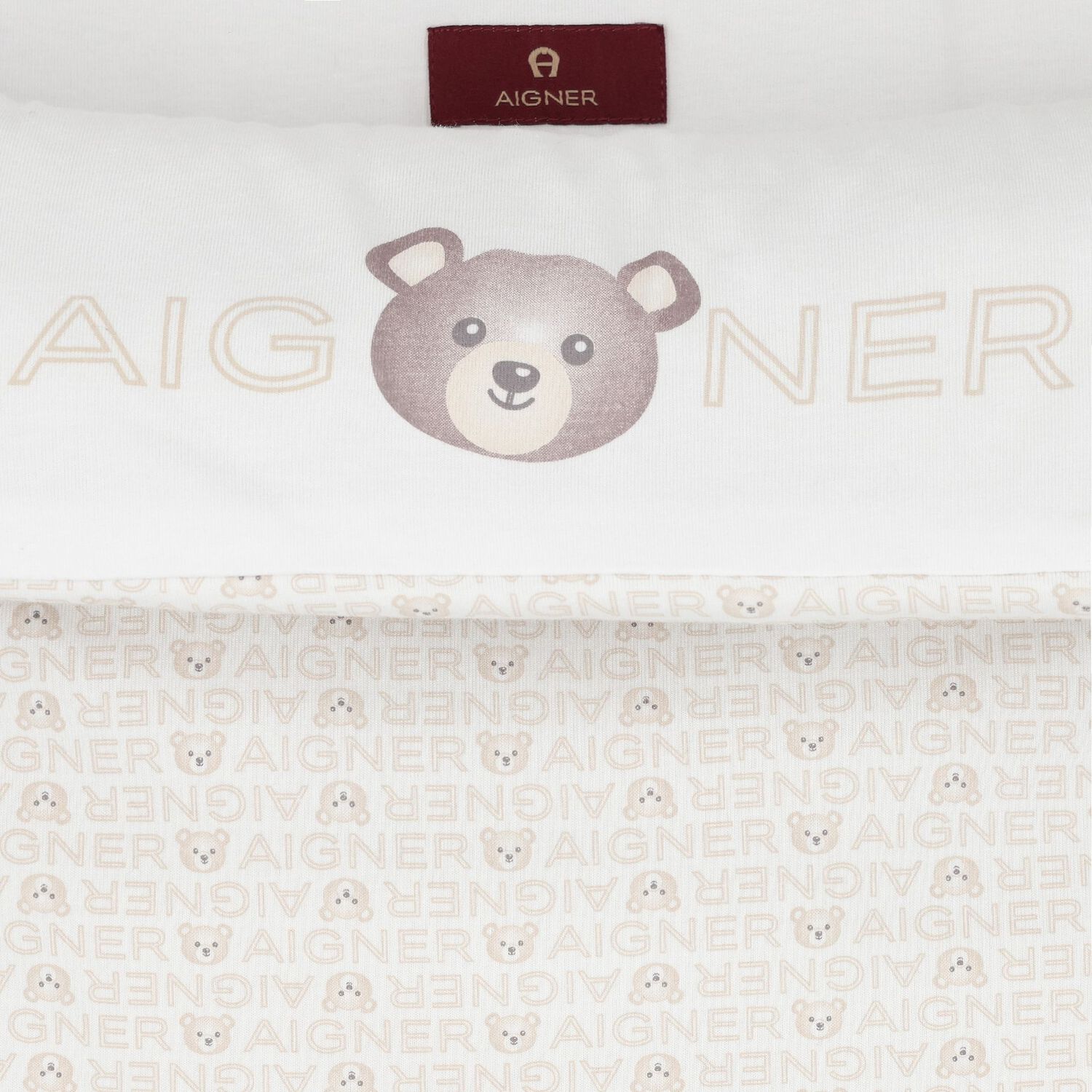 Beige & White Teddy Bear Logo Baby Nest, 1, hi-res