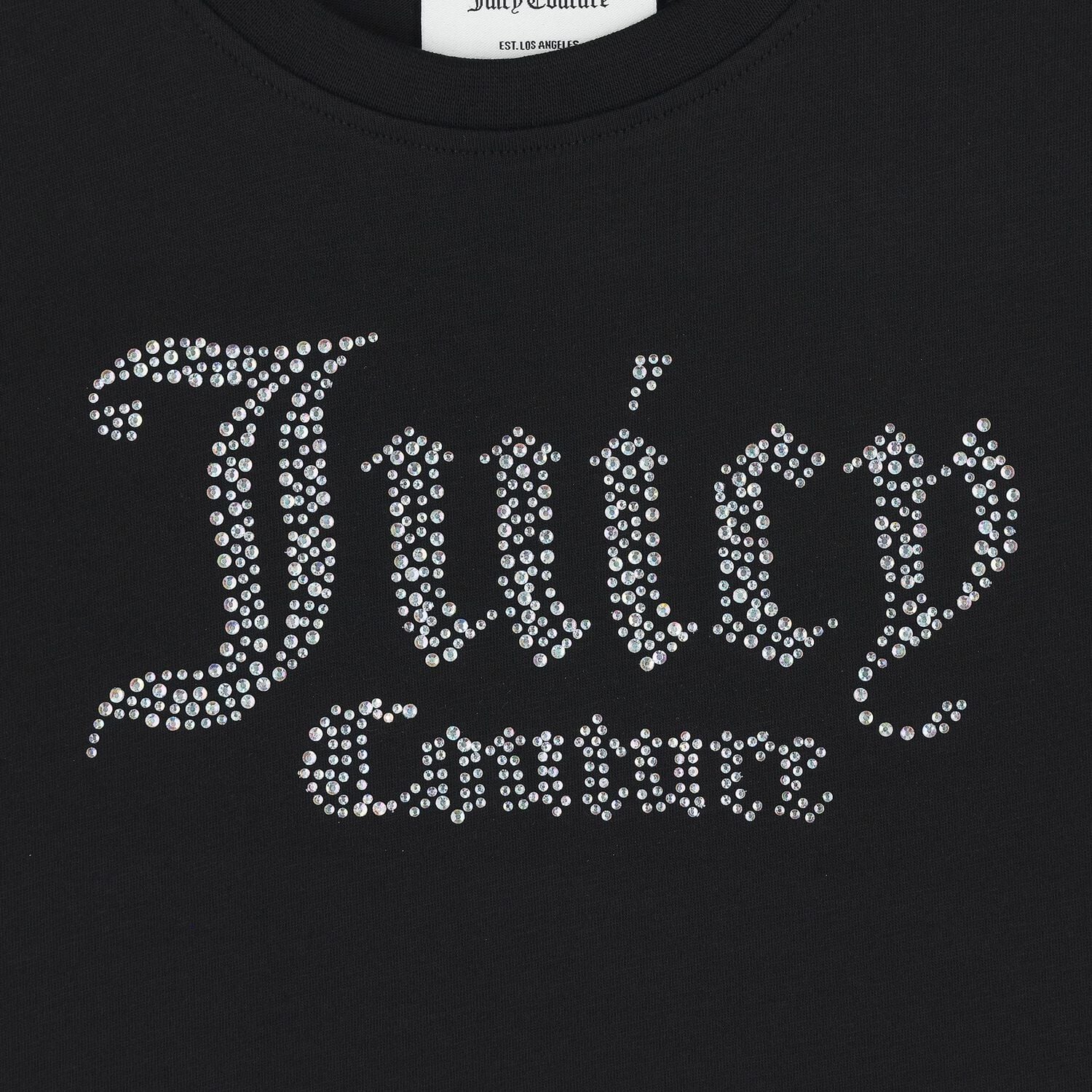 Girls Black Crystal Embellished Diamant&eacute; Logo T-Shirt, 2, hi-res