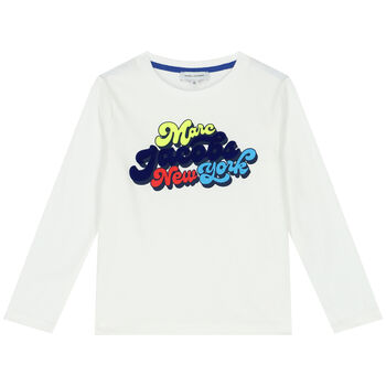 Boys White Logo Long Sleeve Top