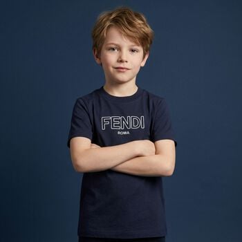Boys Navy Blue Logo T-Shirt