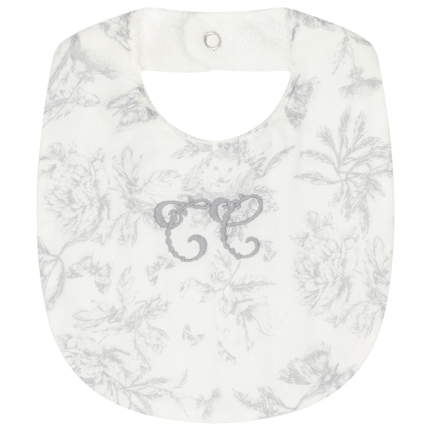 White & Grey Toile De Jouy Baby Bib, 2, hi-res