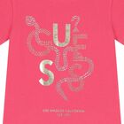 Girls Pink Logo Rhinestone T-Shirt, 2, hi-res