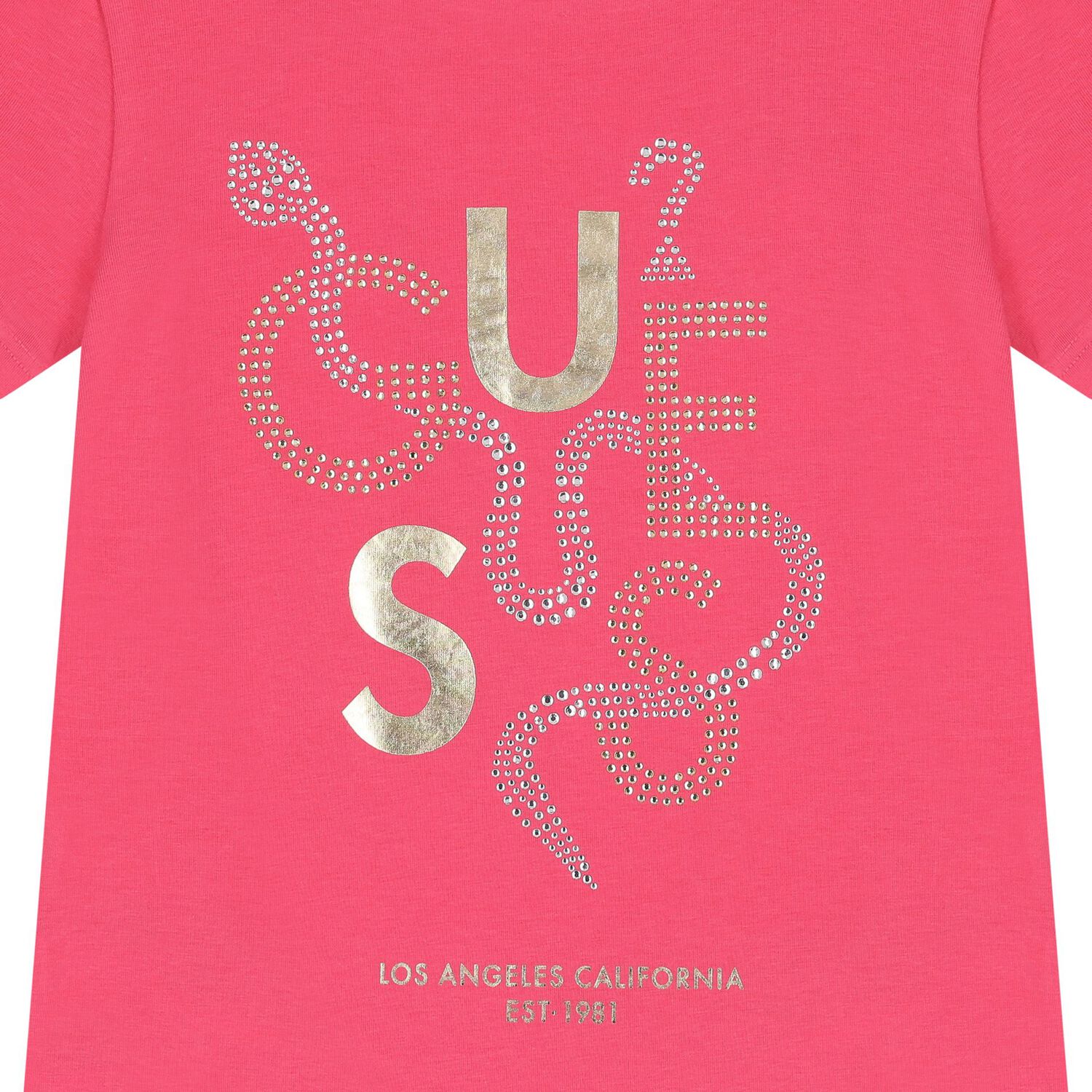 Girls Pink Logo Rhinestone T-Shirt, 2, hi-res image number null