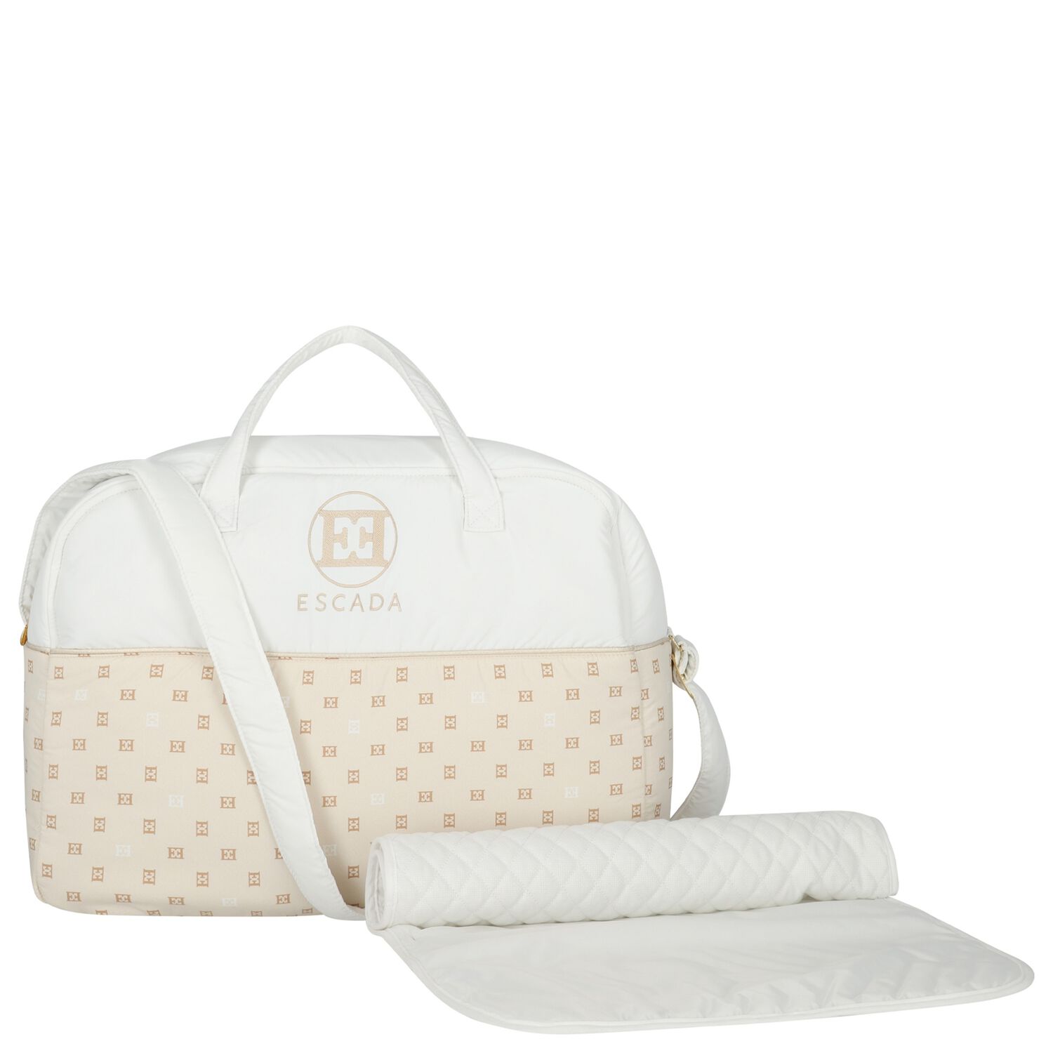 White & Beige Logo Baby Changing Bag ( 42cm ), 1, hi-res
