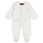 بدلة أطفال باللون بيضاء وبيج بشعار, 1, hi-res