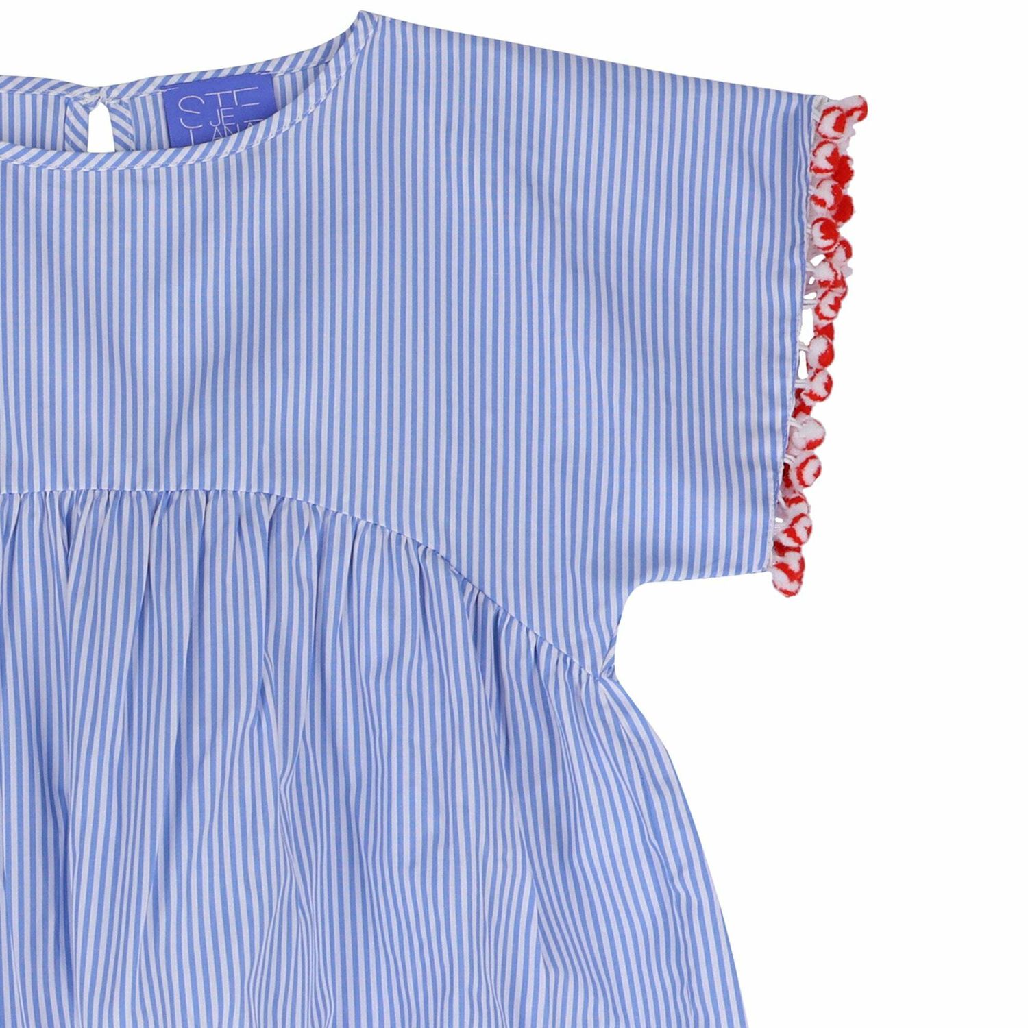 Girls Blue & White Stripe Top, 1, hi-res