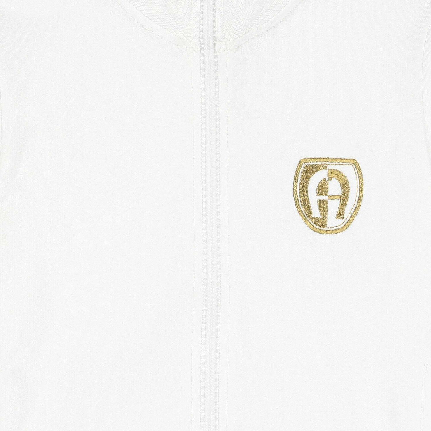 Boys White Logo Zip Up Top, 1, hi-res image number null