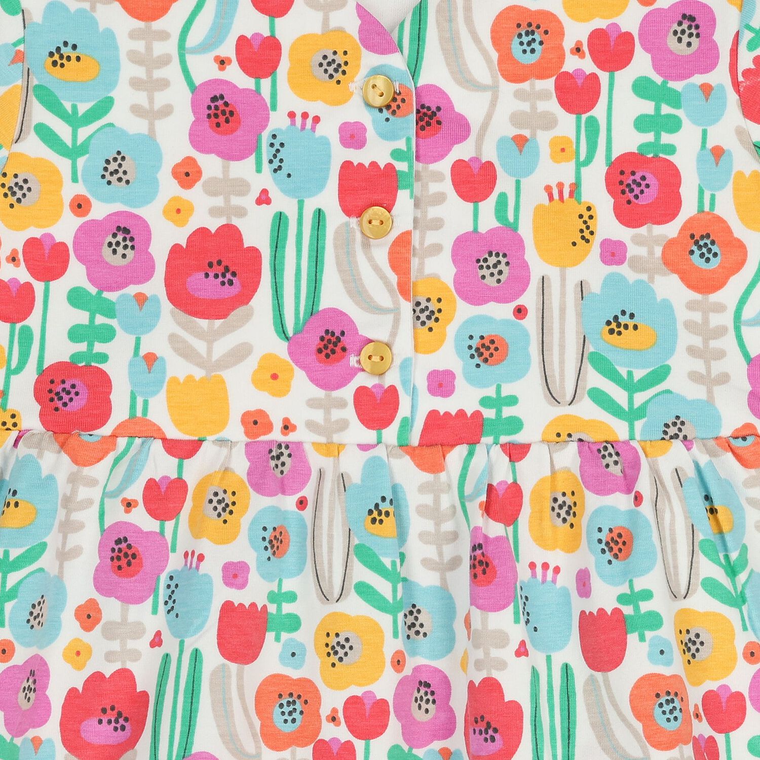 طقم فستان بنات بطبعة الزهور متعدد الألوان , 1, hi-res