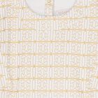 Girls Ivory & Gold Logo Dress, 1, hi-res