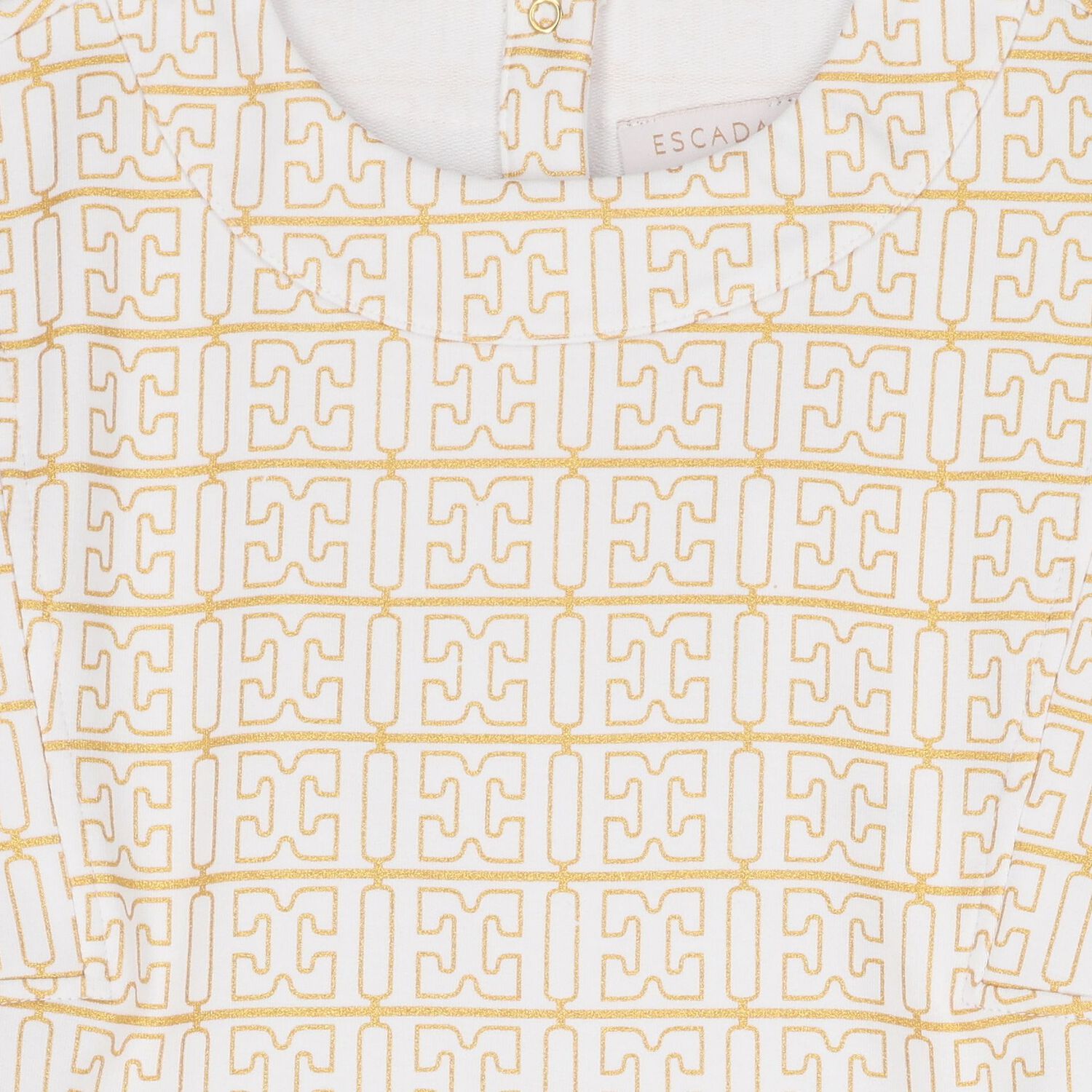 Girls Ivory & Gold Logo Dress, 1, hi-res