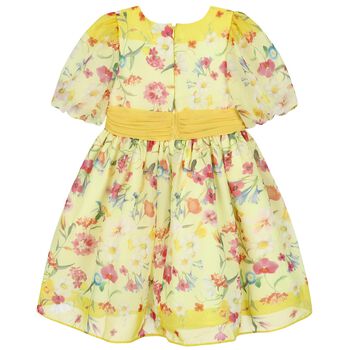 Girls Yellow Floral Chiffon Dress