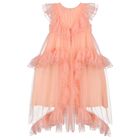 Girls Pink Tulle Ruffled Dress, 1, hi-res